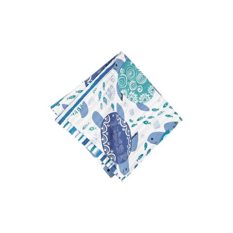 Turtle Bay Reversible Blue Coastal Napkin Set of 6 - Set of 6