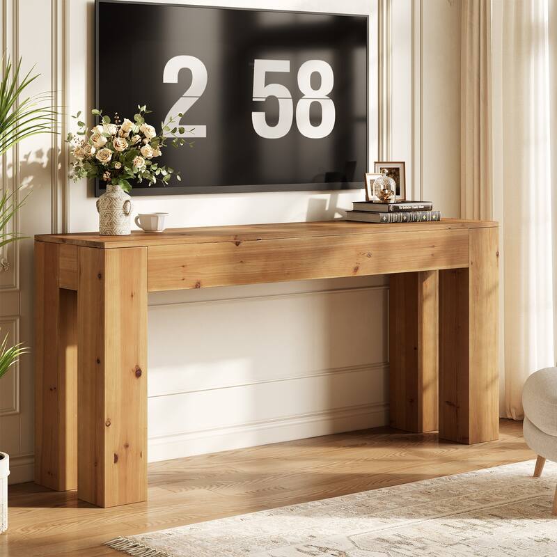Solid Wood Console Table for Entryway, 70.87-Inch Extra Long Sofa Table Behind the Couch - 13.78" D x 70.87" W x 33.46" H