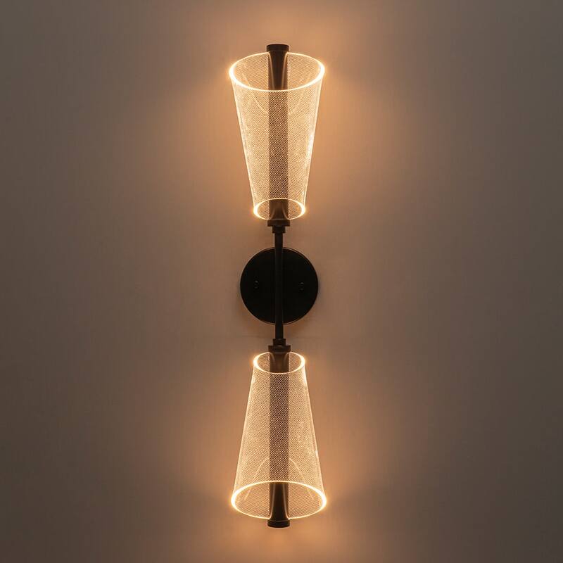 Modern Dimmable LED 2-Light Clear Acrylic Cone Vanity Wall Lamp