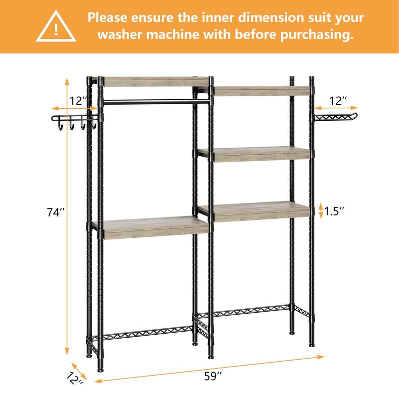 5-Tier Wood Over The Washer and Dryer Storage Shelf for Laundry Room