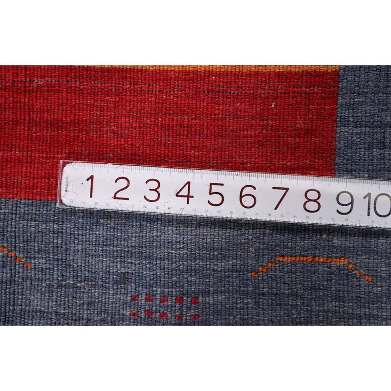 Geometric Gabbeh Oriental Area Rug Hand-Knotted Wool Carpet - 6'8" x 9'9"