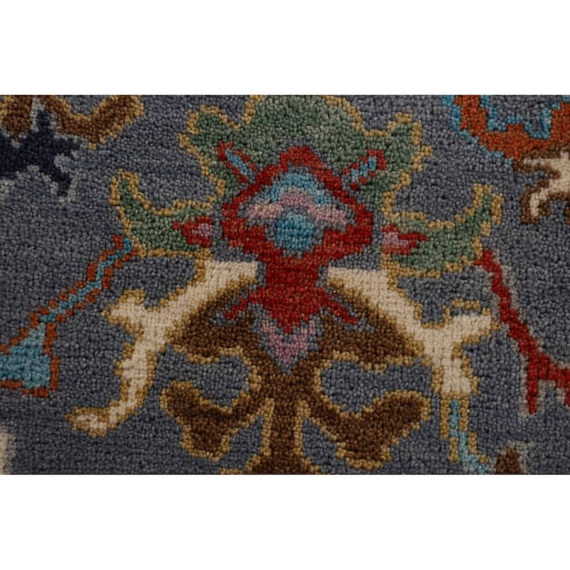 Floral Blue Oushak Oriental Area Rug Handmade Wool Carpet - 4'0" x 5'11"