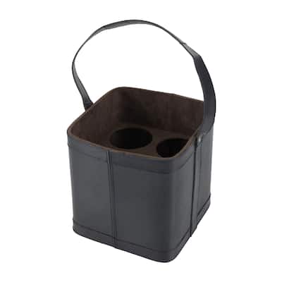 Leather Handmade 4 Bottle Wine Holder with Carrying Handle - Dark Blue, Brown, Red - Roche River Decor