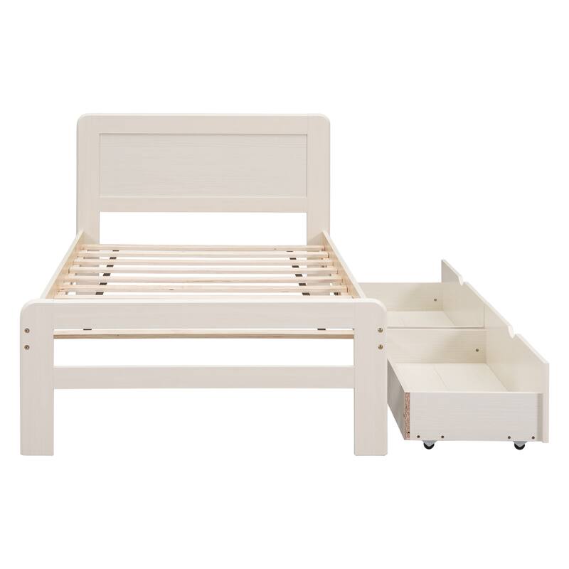 Modern Design Twin Size Platform Bed Frame with 2 Drawers