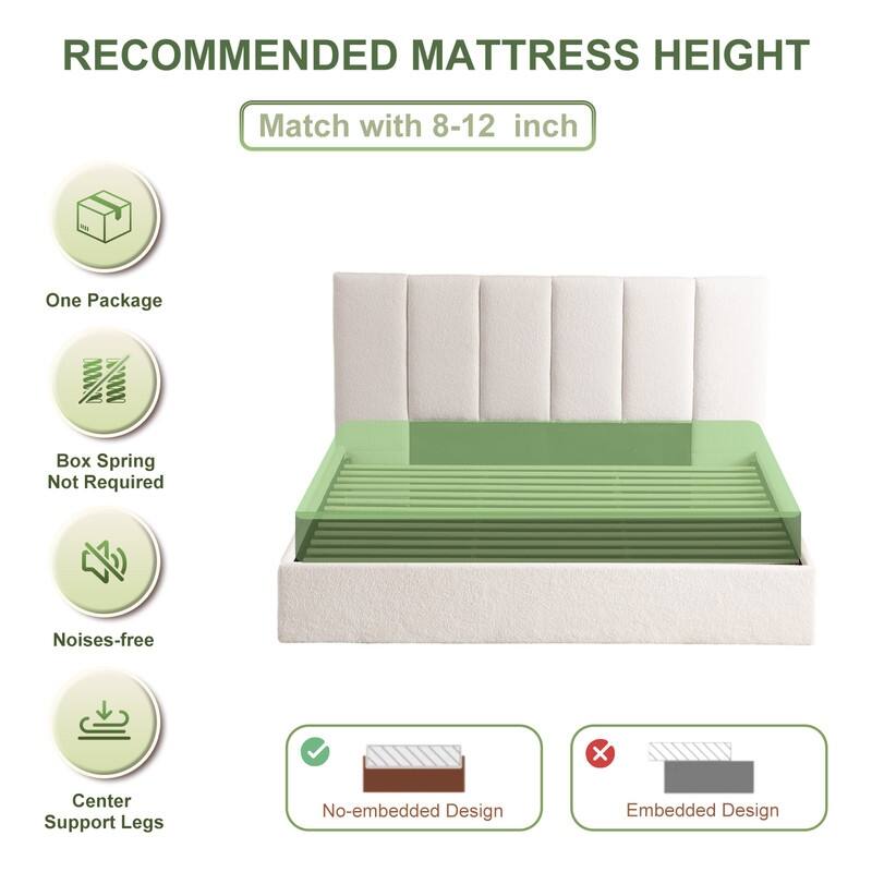 Modern Upholstered Lift-Up Storage Platform Bed with Headboard