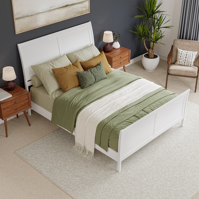 Valencia Solid Wood Low Profile Sleigh Platform Bed with Matching Footboard