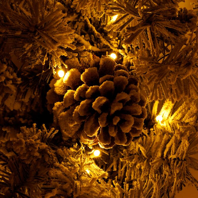 Pre-lit Xmas Tree Artificial Christmas 4-Piece Set,Wreath and Set of 2 Entrance Trees X-mas with LED Lights, Christmas Tree