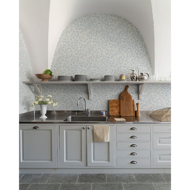 A-Street Prints Oak Tree Sky Blue Leaf Wallpaper