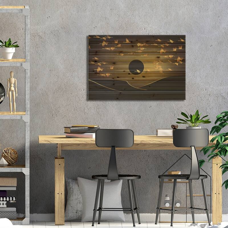 Desert Eclipse Print On Wood by Daphne Horev - Multi-Color