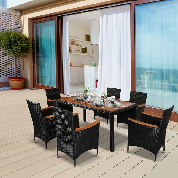 Outsunny 7 PCS Outdoor Patio Dining Sets Garden PE Rattan Wicker