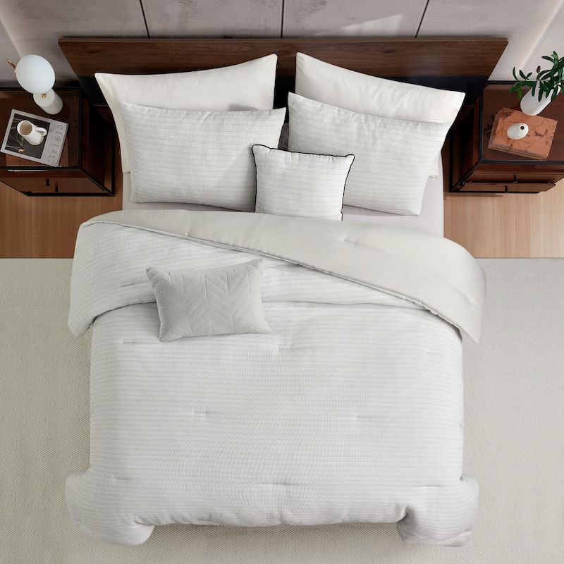 Kenneth Cole Space Dye Grid Grey Comforter Set
