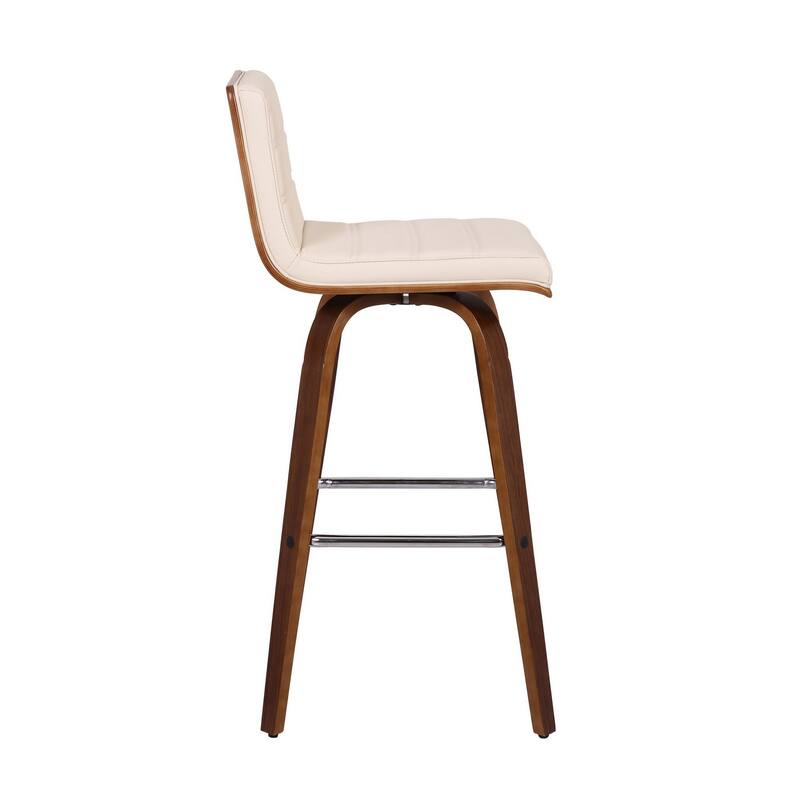 Leatherette Sloped Seat Barstool with Angled Legs, Cream