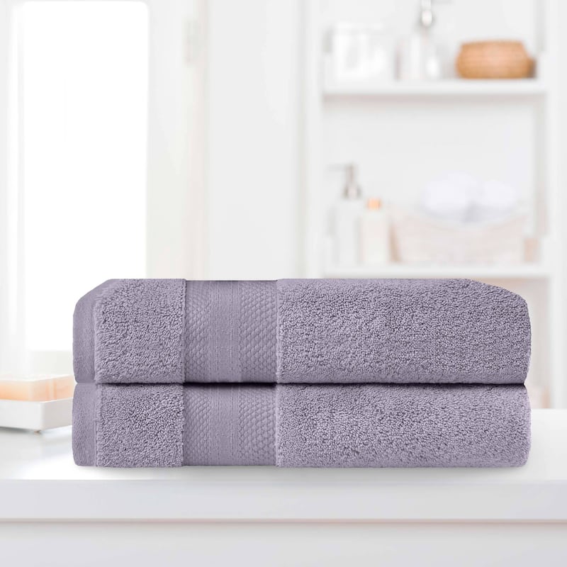 Superior Turkish Cotton Solid Heavyweight Bath Sheet Set of 2 - Wisteria