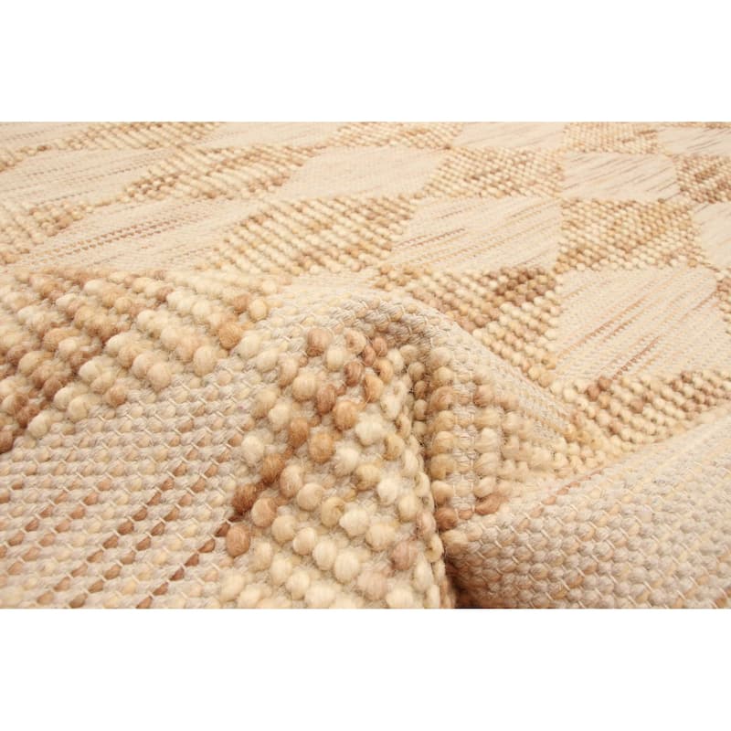 ECARPETGALLERY Braid weave Sienna Beige Wool Rug - 5'9 x 7'11