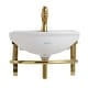 preview thumbnail 10 of 11, White Ceramic Wall Mount Bathroom Sink with Brass Faucet and Sink Drain Renovators Supply