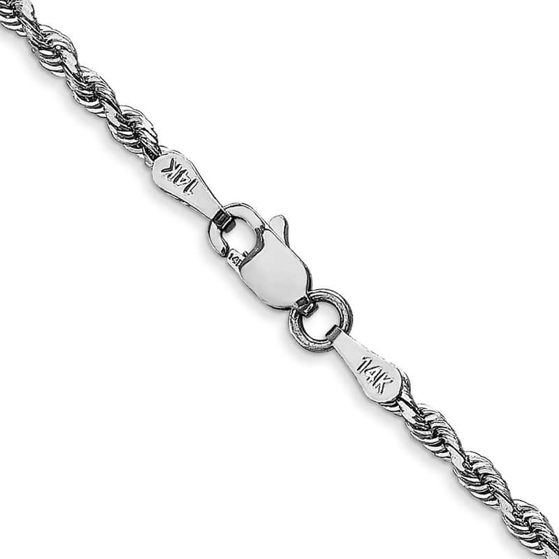 Curata 14k White Gold 10" 2.25mm Diamond Cut Quadruple Rope Chain Ankle Bracelet (Lobster-claw)