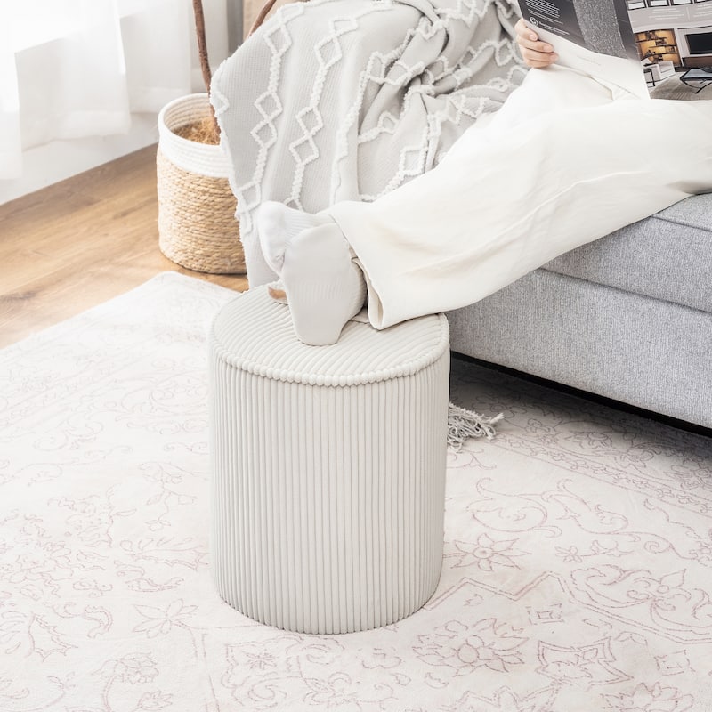 Adeco Foot Rest Ottoman 15.3" Height Velvet Vanity Stool