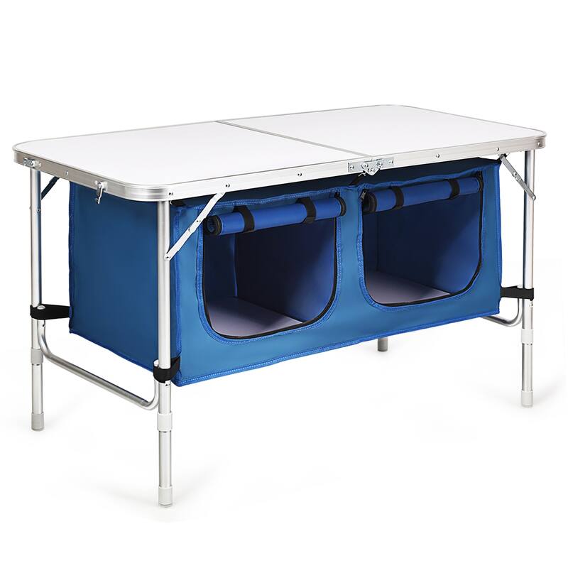 Aluminum Lightweight Portable Camping Table with Storage Organizer