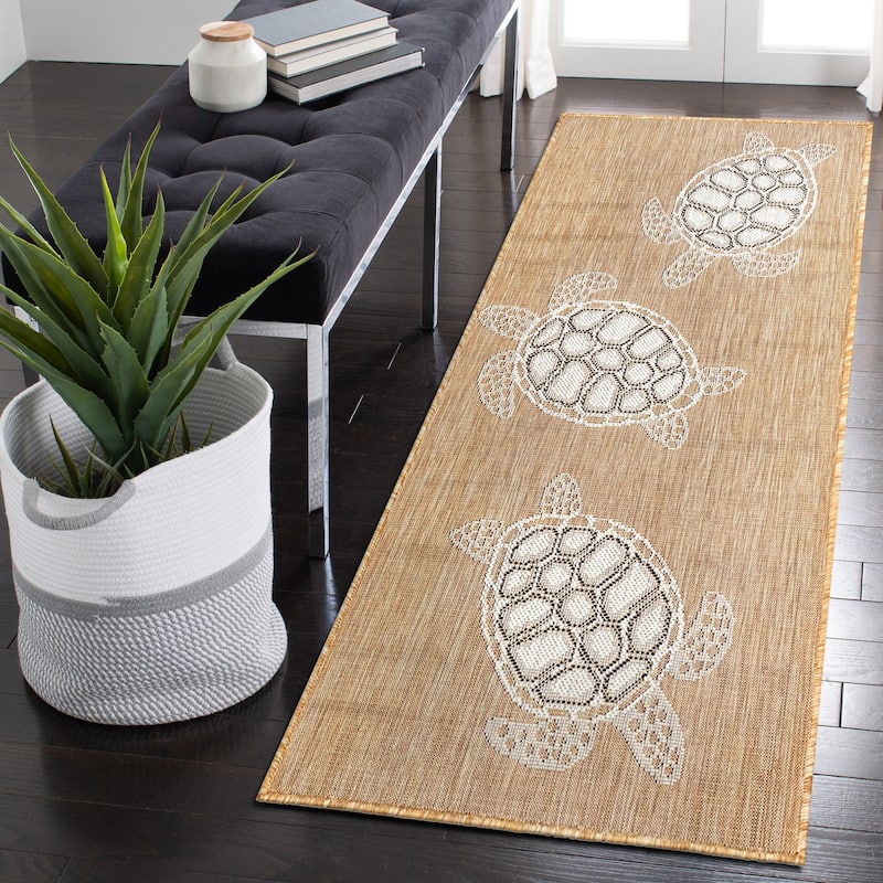 Liora Manne Carmel Collection Sea Turtles Indoor/ Outdoor Area Rug - 1'11" x 4'11" - Sand