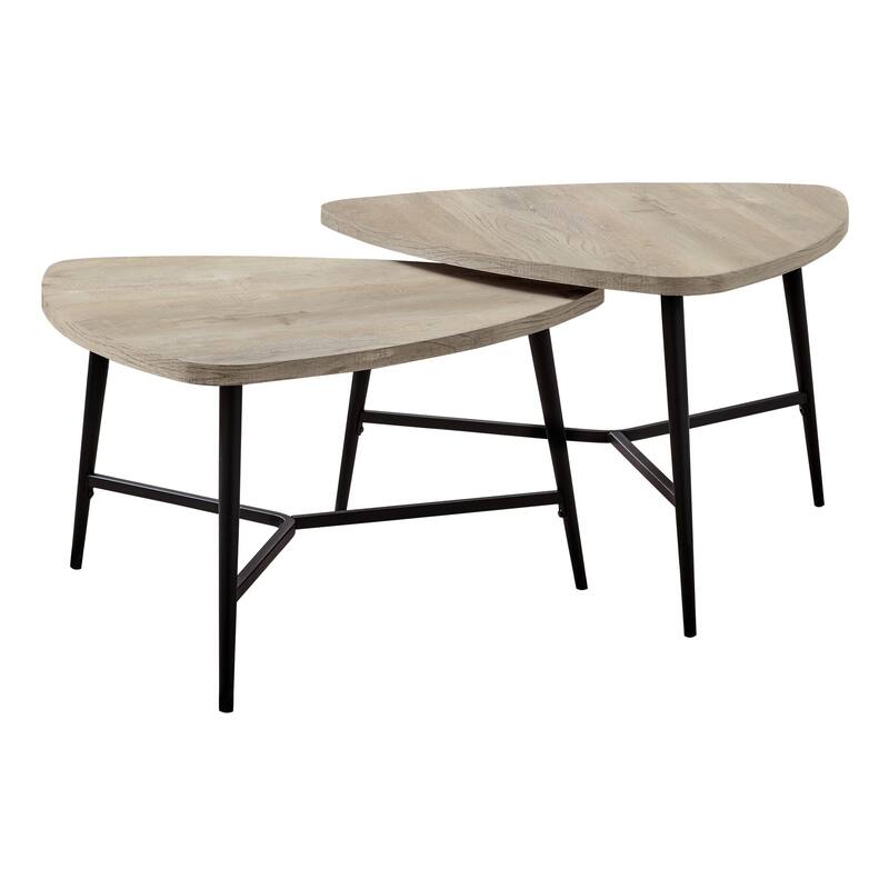 HomeRoots Set Of Two 33" Taupe And Black Triangle Nested Coffee Tables - 32.5