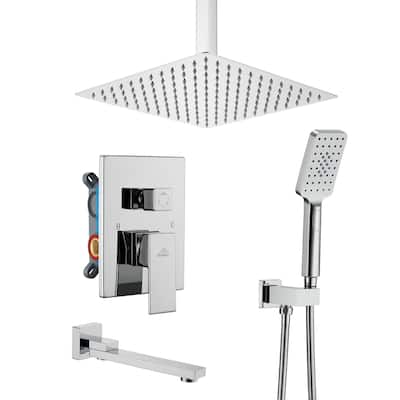 3 Function 10" Ceiling Mount Dual Shower Heads Shower System