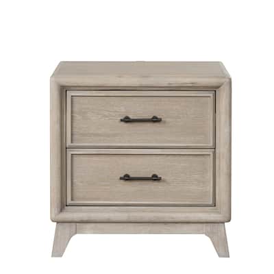 Furniture of America Lioraen Modern Oak Solid Wood 2-Drawer Nightstand