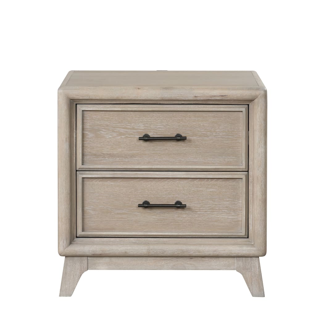 Furniture of America Lioraen Modern Oak Solid Wood 2-Drawer Nightstand