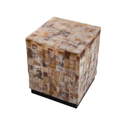 15 in. Brown and Black Square Wood End Table, Sturdy Build End Side Table for Living Rooms