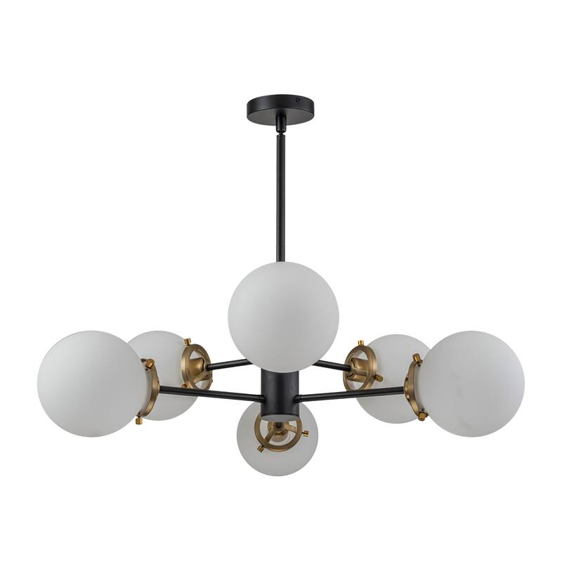6-Light Modern Linear Sputnik Chandelier Cluster Globe Glass Kitchen Island Light