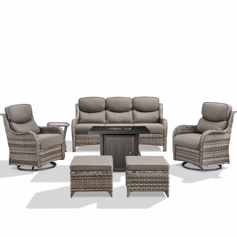 Pocassy 30 In Outdoor Fire Pits with Patio Sofa Swivel Glider Chari Furniture.