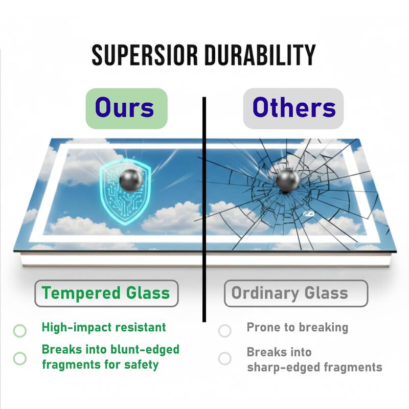 48 x 40 Inch Frameless LED Bathroom Mirror, Smart Mirror