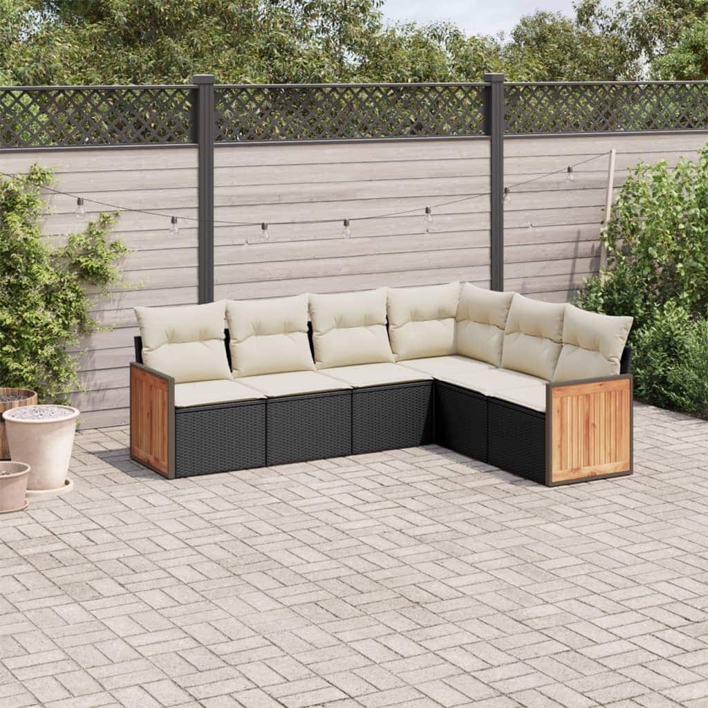 vidaXL Patio Sofa Set with Cushions Outdoor Conversation Furniture Poly Rattan