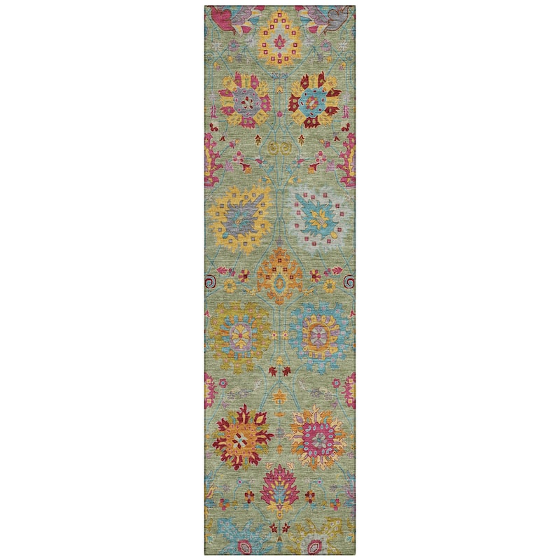 Machine Washable Indoor/ Outdoor Traditional Kashan Chantille Rug