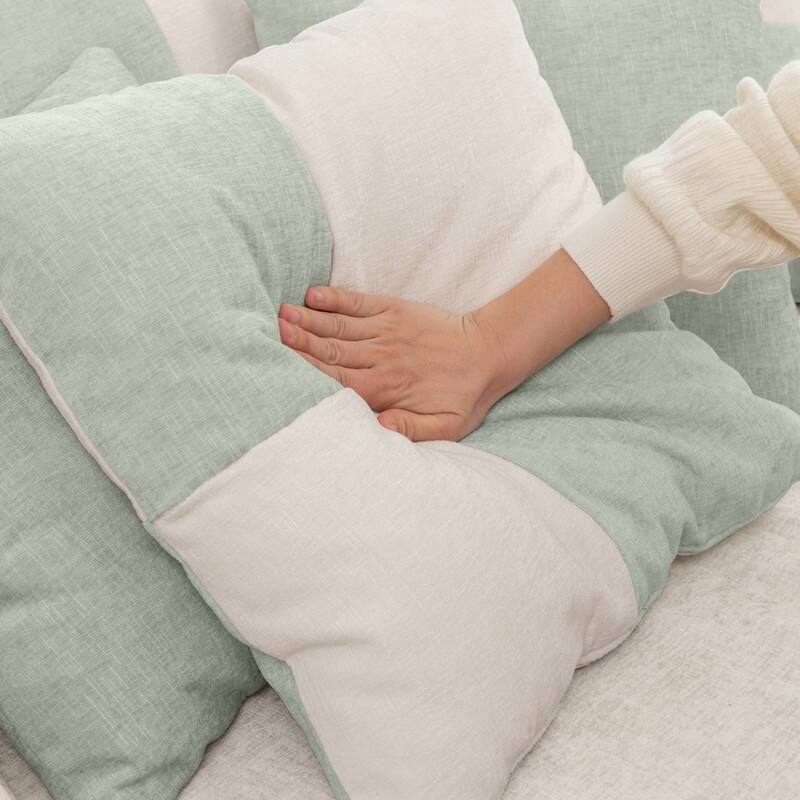 47.63" Round Lazy Fully Compression Sofa, Chenille, with Ottoman