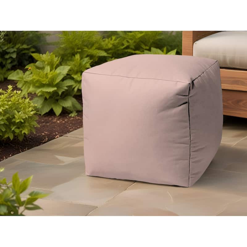 HomeRoots 17" Pale Pink Canvas Cube Outdoor Pouf Cover - 17' X '17' X '1 - 17' X '17' X '1