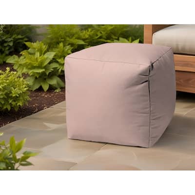 HomeRoots 17" Pale Pink Canvas Cube Outdoor Pouf Cover - 17' X '17' X '1