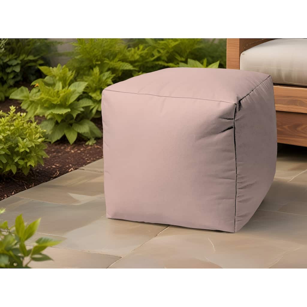 HomeRoots 17" Pale Pink Canvas Cube Outdoor Pouf Cover - 17' X '17' X '1