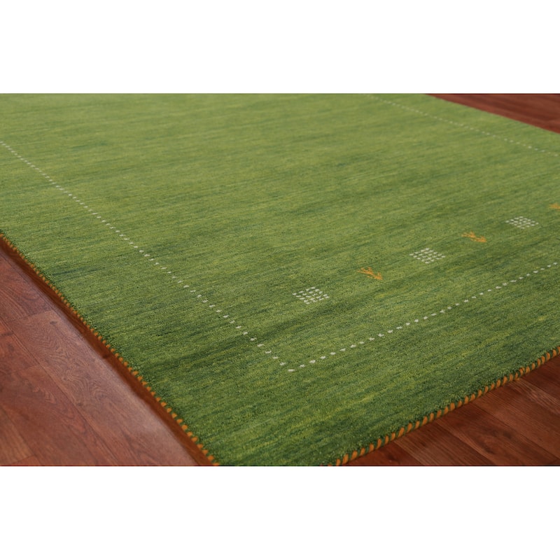 Hand Knotted Oriental 100% Wool Carpet Tribal Tribal Green Gabbeh Area Rug - 7' 9'' X 5' 8''