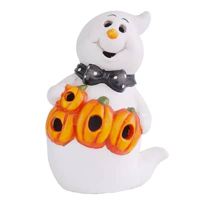 National Tree Company Halloween Smiling Ghost Decoration, LED Lights, 6 inches - 6 in
