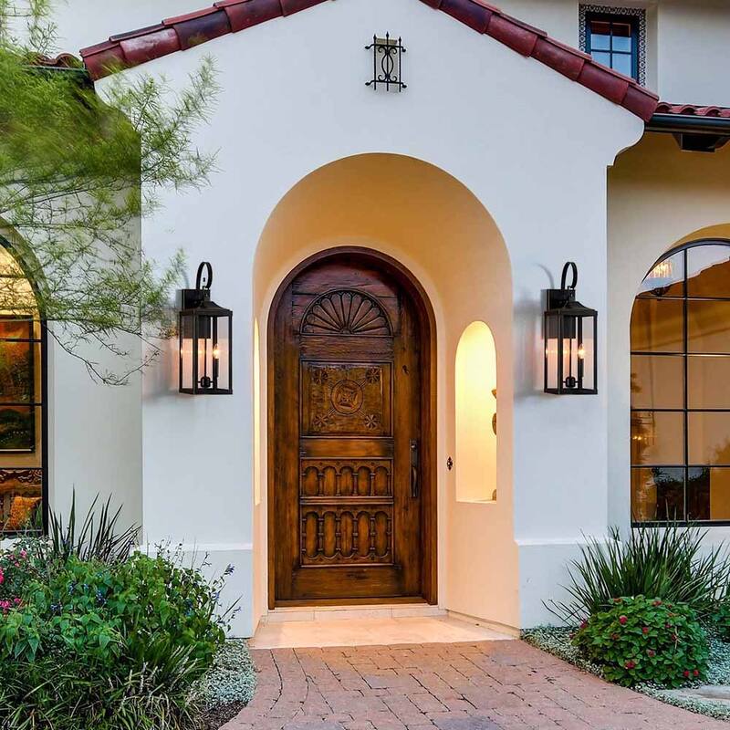 25.7"H 2-Light Large Outdoor Bronze Exterior Wall Lantern Sconce Light