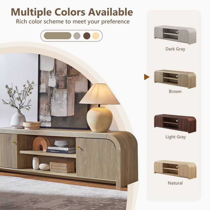 Modern Fluted TV Stand for 80" TV, Media Console, Entertainment Center