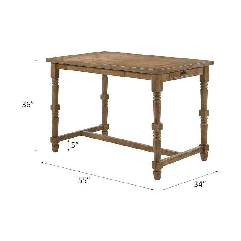 ACME Farsiris Counter Height Table in Weathered Oak