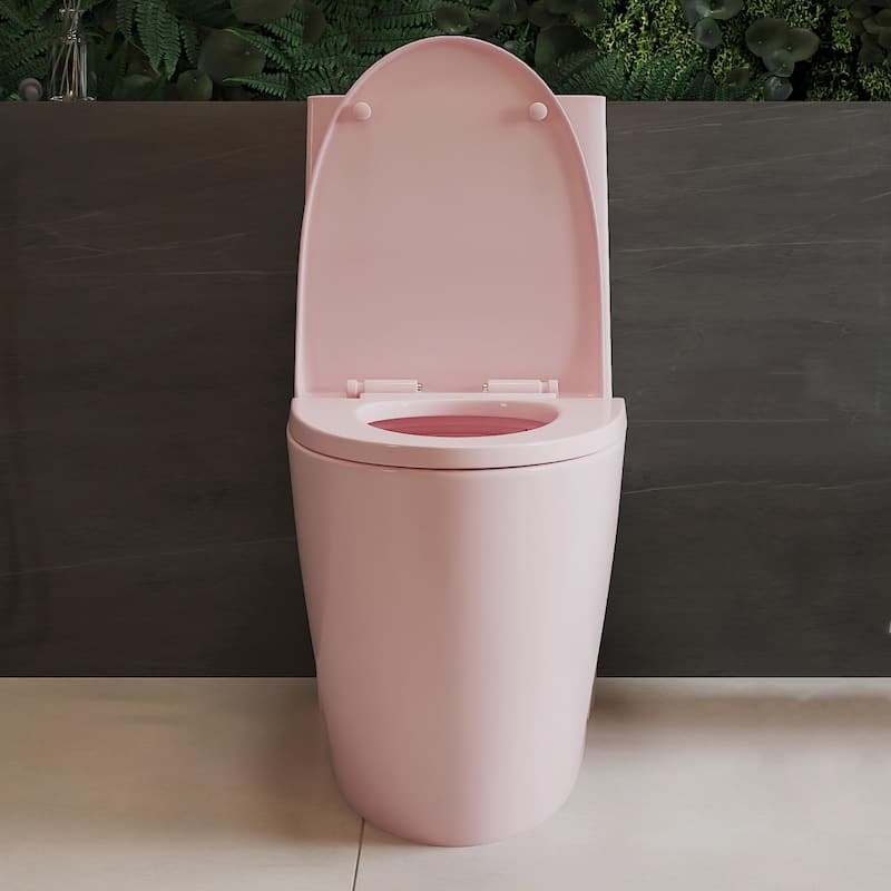 1.1/1.60 GPF Dual-Flush One Piece Toilet, Water-Saving Elongated Comfort Height Floor Mounted, Soft Close - Rose