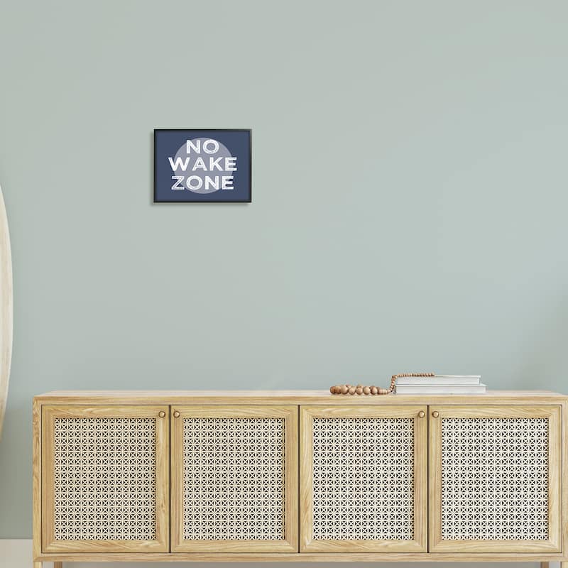 Stupell No Wake Zone Circular Background Grunge Textured Words Framed Wall Art, Design by Daphne Polselli - Blue