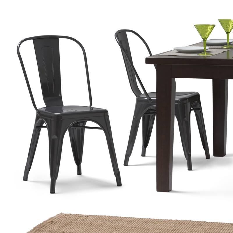 WYNDENHALL Freya Industrial Metal Dining Side Chair (Set of 2) , Fully Assembled - 17.7"w x 21.1"d x 33.1"h