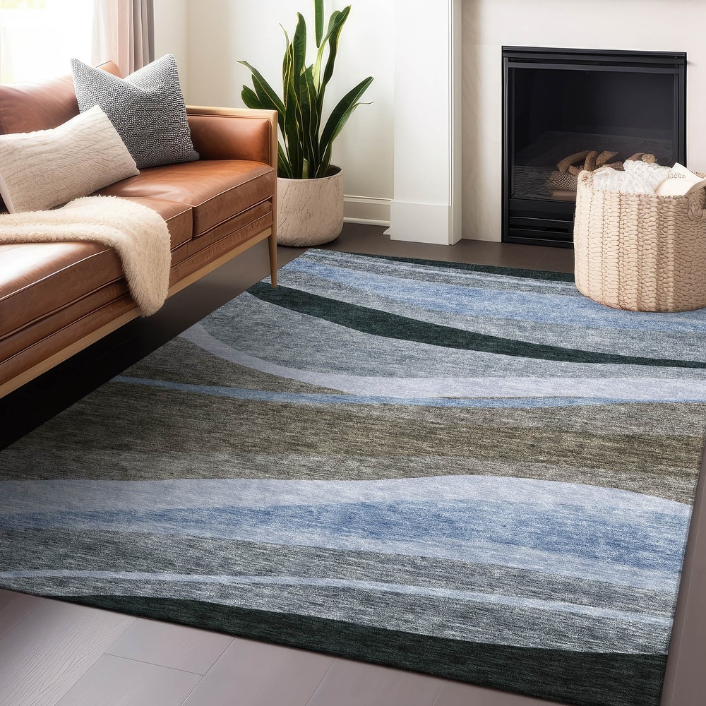 Machine Washable Indoor/ Outdoor Contemporary Deco Chantille Rug