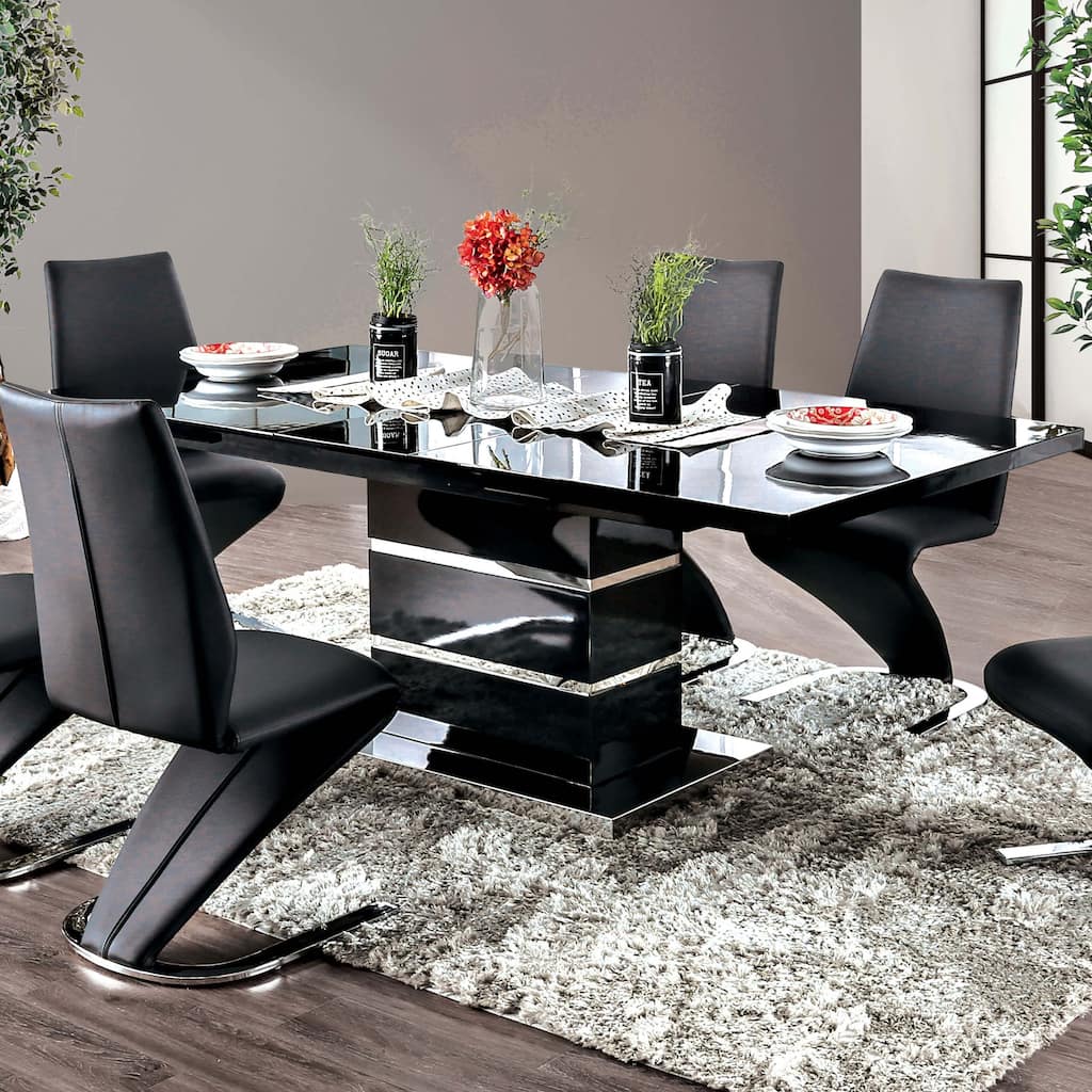 Strick & Bolton Ikemura Black 78-inch Expandable Metal Dining Table