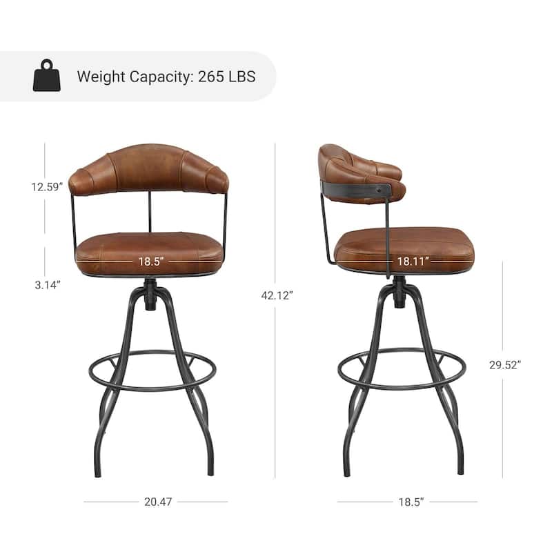 Art Leon Industrial Retro Leather Swivel Barstool