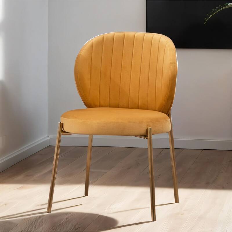 Contemporary Velvet Upholstery Dining Chair, Green/Yellow