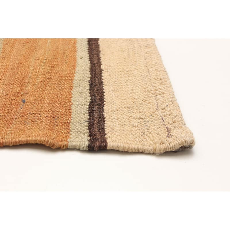 ECARPETGALLERY Flat-Weave Boho Beige Wool Kilim - 6'2 x 8'9